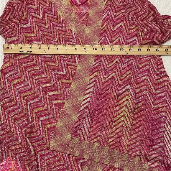 INC Open-Front Pink and Gold Chevron Cardigan Sz Small - Picture 4 of 11